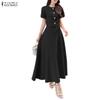 ZANZEA Women Short Sleeve Blouse and Long Skirt Casual Two Piece Sets