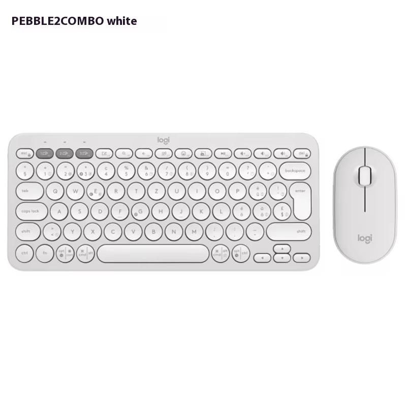 

Комплект клавіатури та миші Logitech PEBBLE 2 COMBO бездротове дворежимне підключення персоналізоване призначення кнопок для трьох пристроїв білий