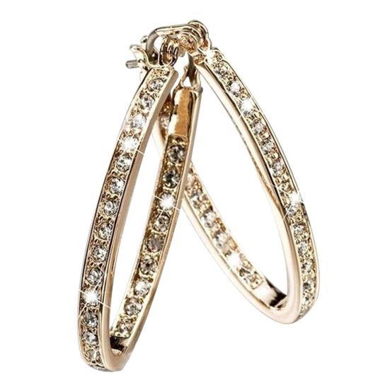 Schillernde Damen-Creolen mit Strass-Intarsien, großer Kreis, Party- und Bankett-Schmuck