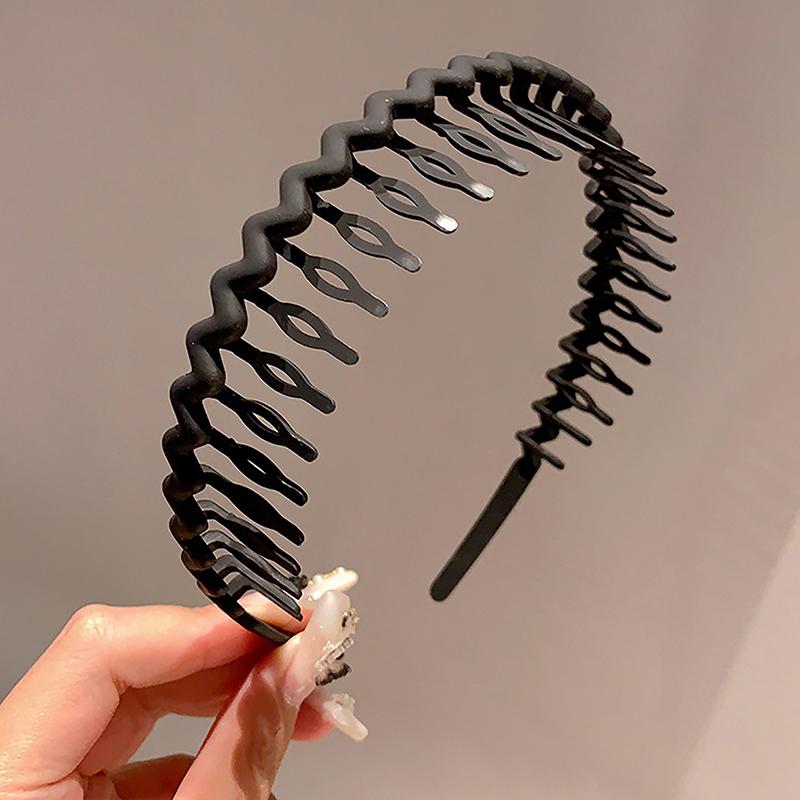 2023 Acessório de Cabeça Feminino Para Cabelos Quebradiços Faixa de Cabeça com Dentes Fosca Trançada Tiara Antiderrapante Faixa de Cabelo Casual