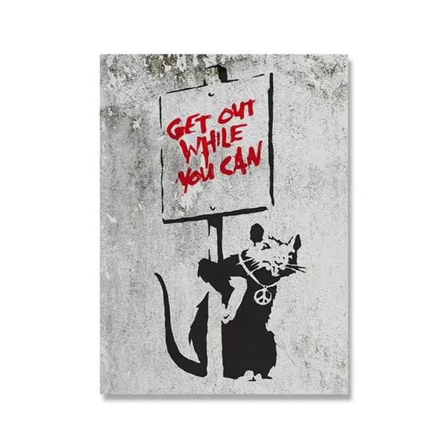 Graffiti Artwork Canvas Painting Prints Wall Art Pictures Girl with Red Balloon Black White Posters Nordic Home Decor