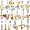 Fit Original Bangle Bracelet Golden Color Charms Beads Copper Pyramid Sunflower Cat Moon Star Dangle Diy Jewelry