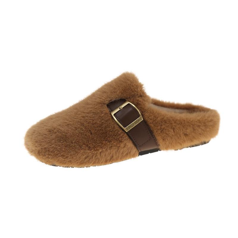 Flauschige Hausschuhe mit weicher Sohle für Damen 2025 Herbst und Winter Samt Baumwollschuhe, Slipper, Beanie-Schuhe, Baumwoll-Slipper und Halbschuhe für vor