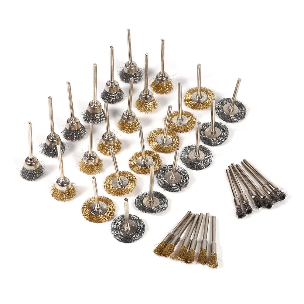 36Pcs Wire Brush Set, Rust Removal, Polishing, Fits Wood and Metal,   Size, Brass and Steel Material