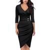 Women's Stylish Seven-point Sleeve V-neck  Dinner Party Dress