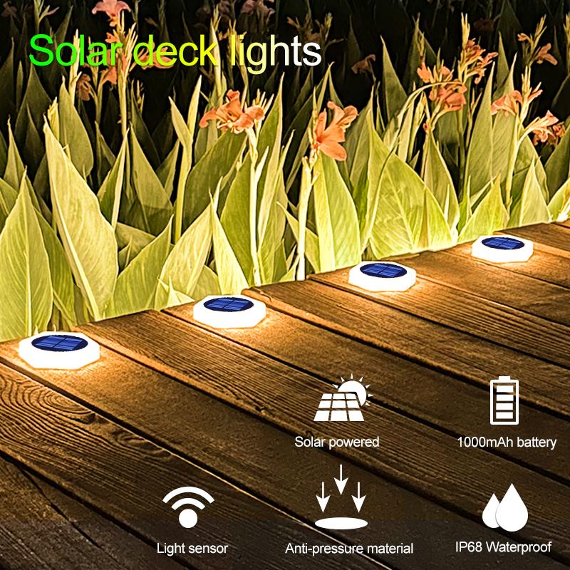 Outdoor Waterproof IP68 Solar Powered Landscape Path Stair Light RoHS Certified Warm White LED 360 Beam Angle 5-Ton Lights