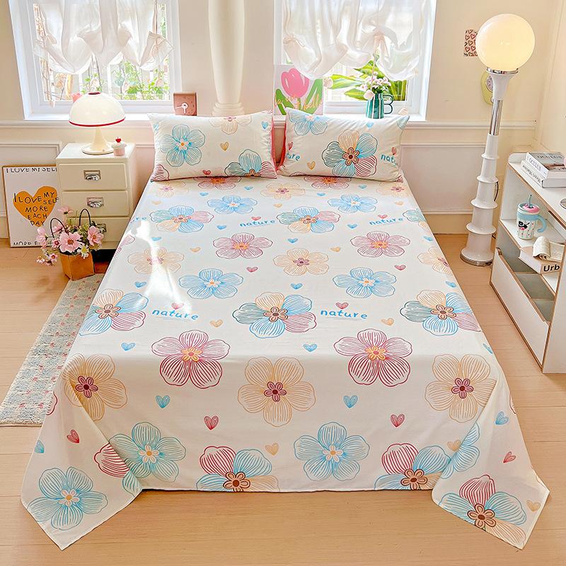 Thickened Pure Cotton Four-piece Set Small Fresh Cotton Skin-friendly Naked Sleeping Sheets Quilt Cover Bedding