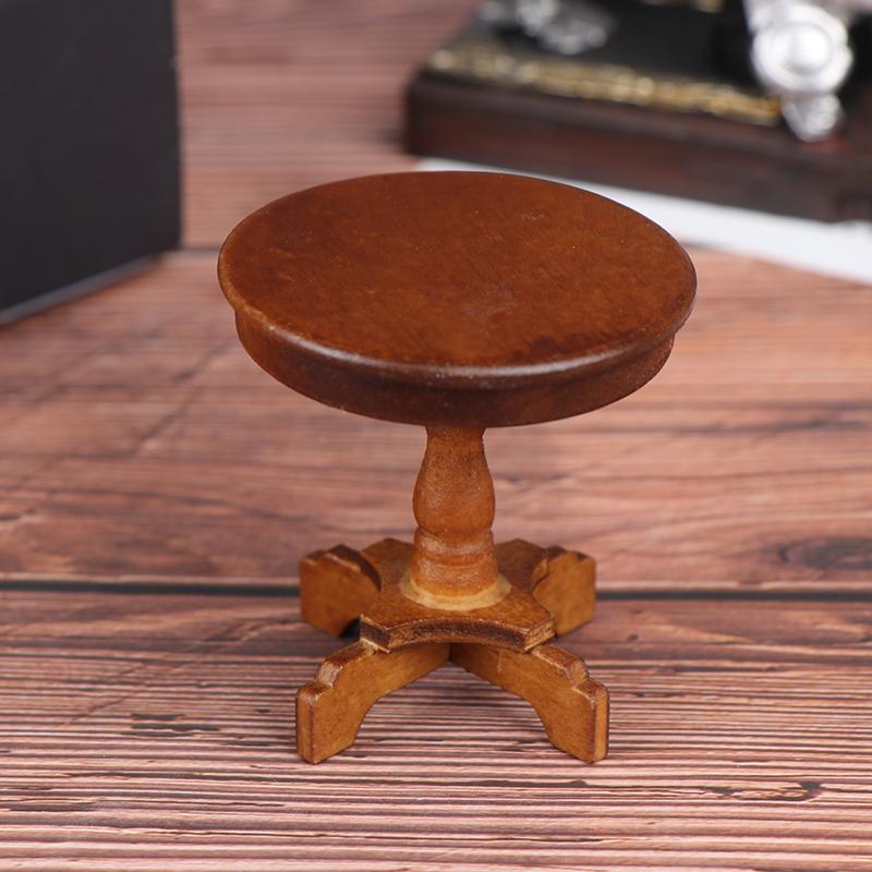 1/12 Dollhouse Garden/Room Decor Wooden Miniature Round Coffee Table Kids Toys
