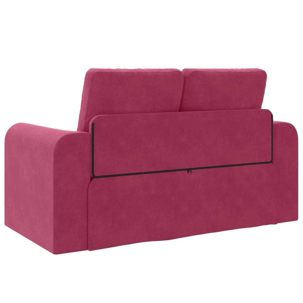 Wine Red Velvet Sofa Bed 148 x 71 x 83 cm