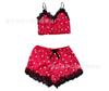 2026 new summer sexy pajamas satin three-piece loungewear love print women