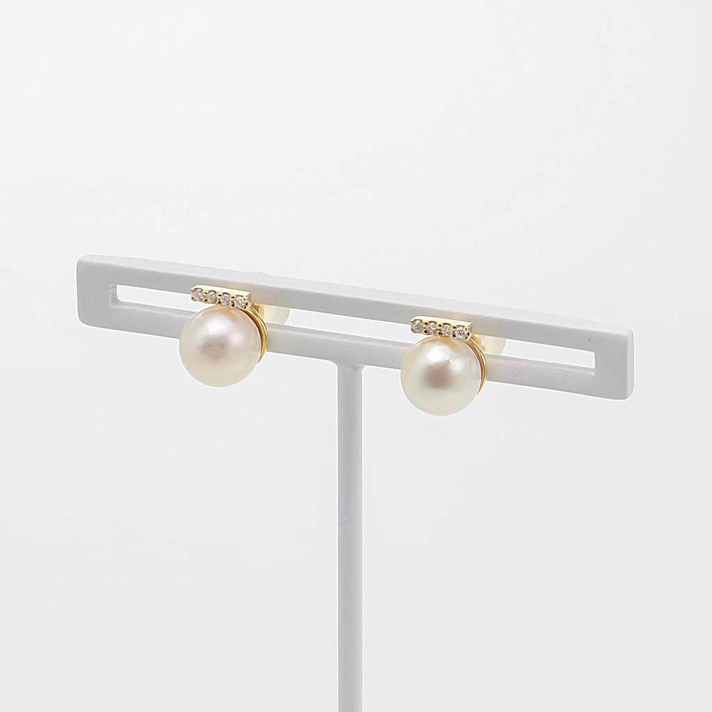 [Official] ESTELLE Women's Earrings in 10K Yellow Gold with June Birthstone Akoya Pearls (Product Code: 0242-0536-0019-0000)
