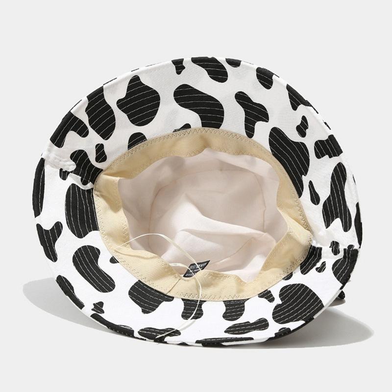 Summer for Sun Cap Wide Brim Fisherman Hat Cow Print Bucket Hat with Horns & Ear