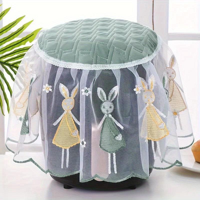 1pc Air Fryer & Electric Rice Pot Dust Cover with Adorable Rabbit Design - Breathable Polyester Fabric, Decorative Lace Trim, Universal Fit