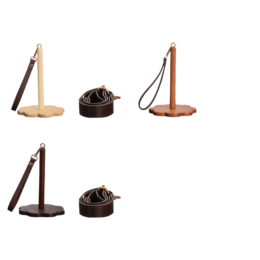 Holz Garn Organizer mit Armband Tragbarer Handgelenk Garnhalter mit Lederarmband Häkeln Strickzubehör