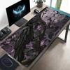 Moody Black Bird Purple Flower Large Extended Mouse Pad Non Slip Rubber Base Stitched Edge Hd Print For Gaming Work Station