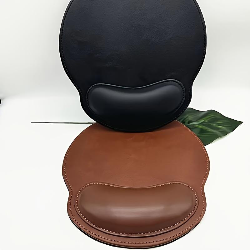 1PC Ergonomic wrist rest faux leather gaming/office mouse pad - non-slip oval desk mat with rubber base, simple wrist rest.