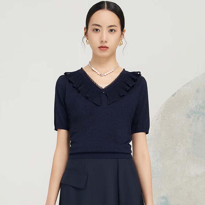 JESSIE Elegant Ruffle V-Neck Short Sleeve Top