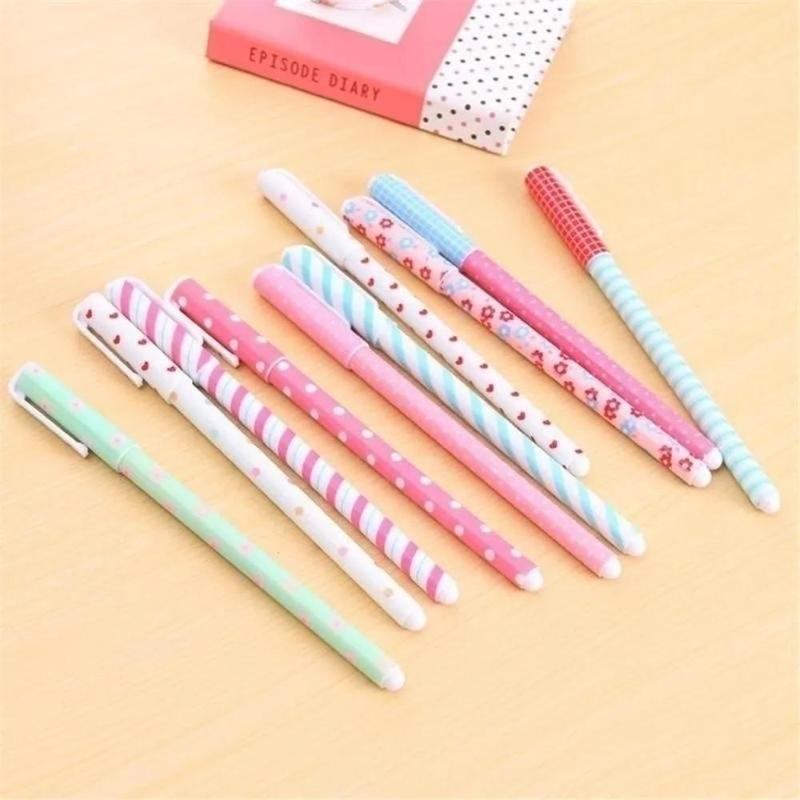 10Pcs/Set Colorful 0.38mm Neutral Pen Flower Animal Starry Sky Dessert Colorful Cute Gel Pen Student Stationery Writing Supplies