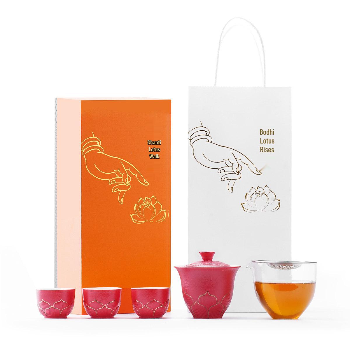 Luxury Logo Tea Set: Premium Souvenir for Company Annual Meetings & Business Events