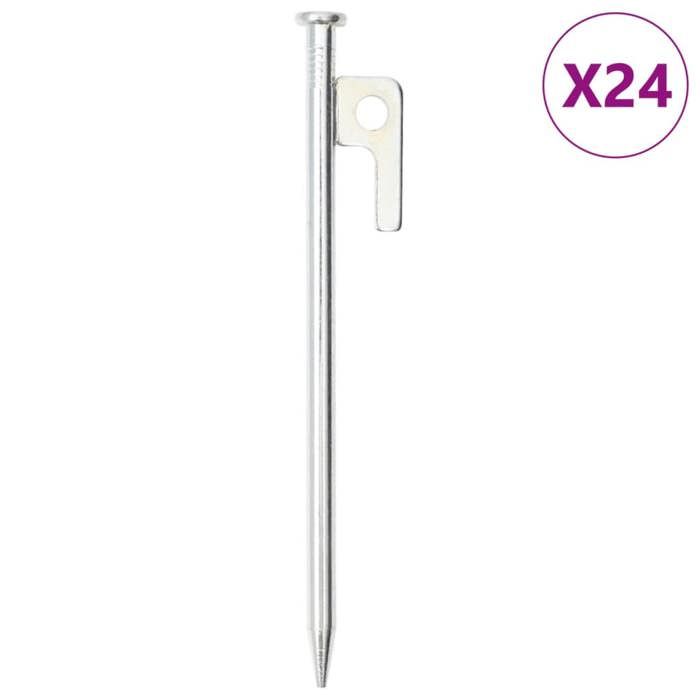 VidaXL Piquets de tente 24 pcs 20 cm 9 mm acier galvanisé, piquet de sol, piquet de tente en métal, piquet de tente en 4009367