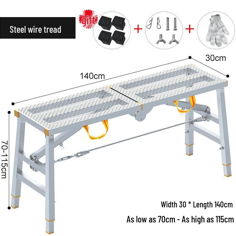 Folding Telescopic Thickened Stool with Leveling Function for Engineering or Scaffolding Use