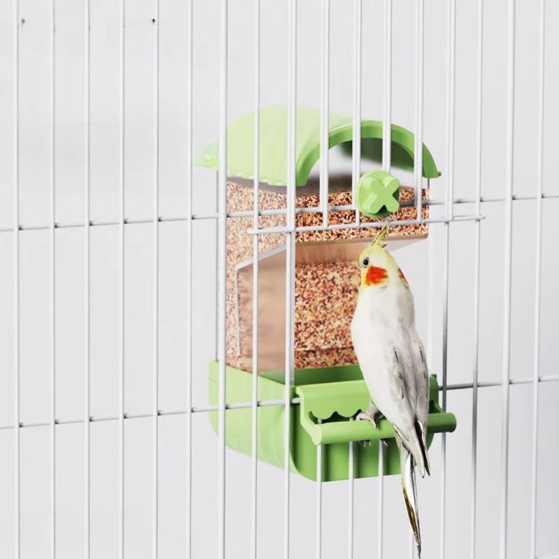 Anti-splash Parrot Automatic Feeder Anti Spill Large Capacity Bird Feed Box for Cage Hanging No Mess Birds Food Container