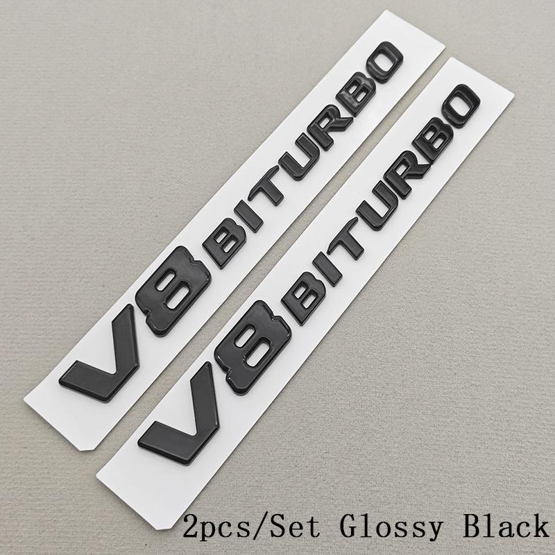 2pcs 3D ABS Car Letter Logo V8 BITURBO Sticker Fender Side Badge Emblem Decal For Mercedes Benz G63 S63 C63 E63 C63S Accessories