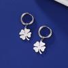 Women Lucky Four-leaf Clover Pendant Drop Earrings Stainless Steel Gold Hoop Earrings Kpop Wedding Jewelry Gift