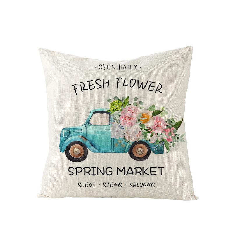 Nový jarní motiv lněný povlak na polštář domov pohovka povlak na polštář pastorální povlak na polštář