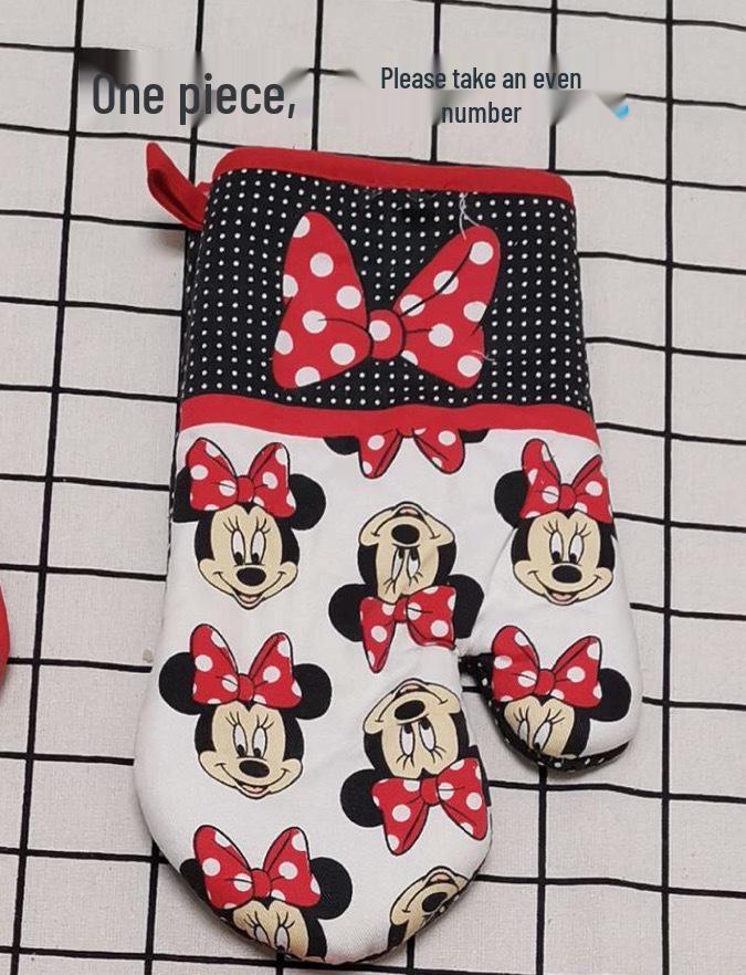 Minnie & Mickey Mouse Cartoon Heat-Resistant Gloves for Kitchen Baking and Microwave Use