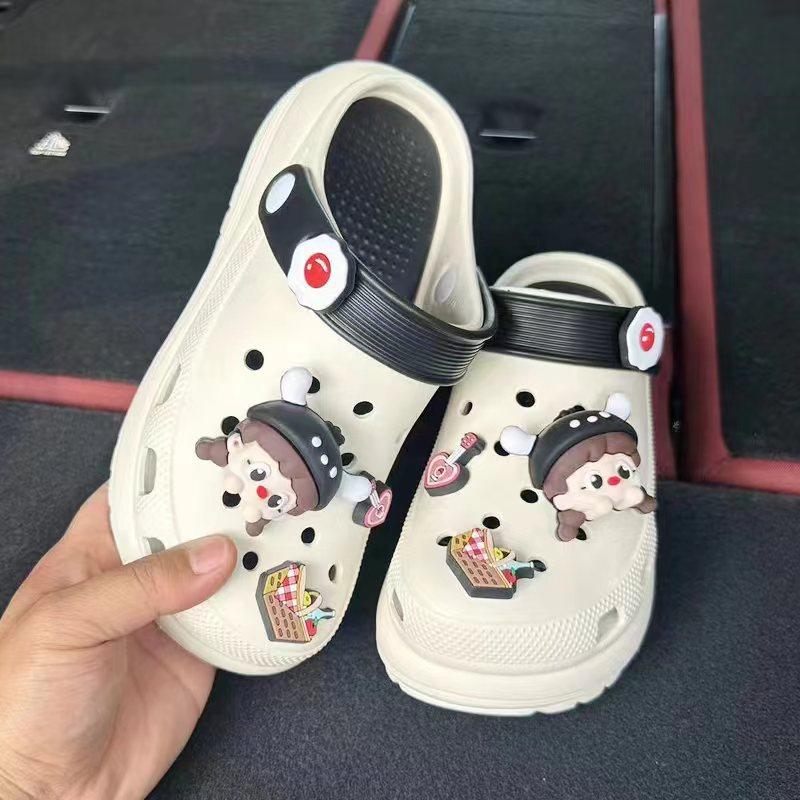Women's New Hole Slippers Breathable Thick-soled Bag Head Odor-proof Lightweight Comfortable Fashionable and Versatile