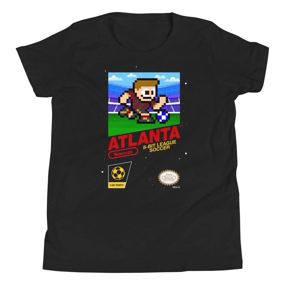Atlanta United 8-bit Retro NES League Soccer Kit Jersey Youth Kid Boys T-Shirt L