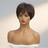 Synthetic Women Curly Natural Golden Brown Hair Short Wigs With Bangs Daily Use Party Cosplay Heat Resistant Fiber