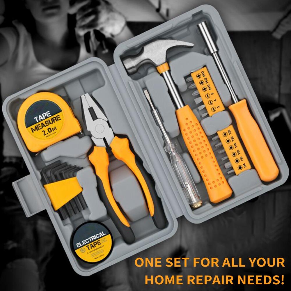 24pcs Compact Design DIY Tool Kit Steel Tools Household Repair Kit Mini Tool Set  For Home Office
