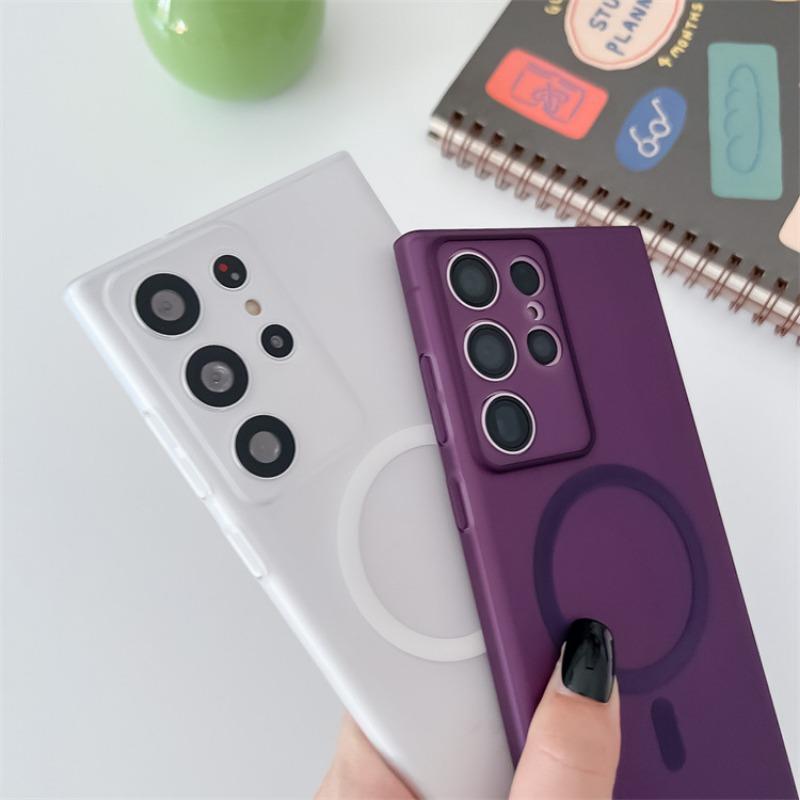 Capa Magnética Fosca de PC Rígido para Samsung Galaxy S24 S23 Ultra S22 Plus Semitransparente à Prova de Choque Capa Protetora