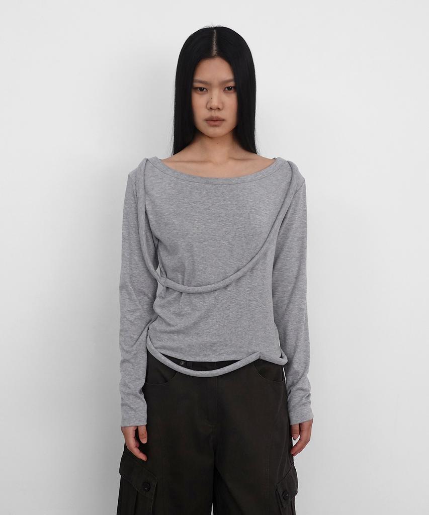 Saendeulig Strap Wide Neck T_Melange Gray