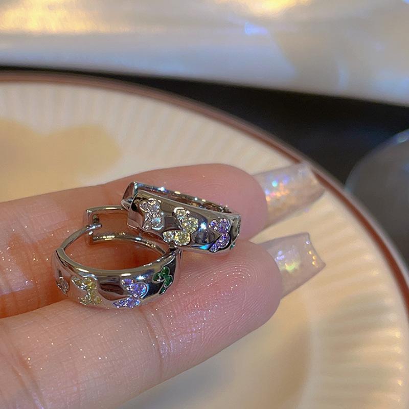 

Butterfly Zircon Earrings Niche High-end Design Fashion Cold Wind Colorful Temperament Dainty Women s Versatile Daily Earrings
