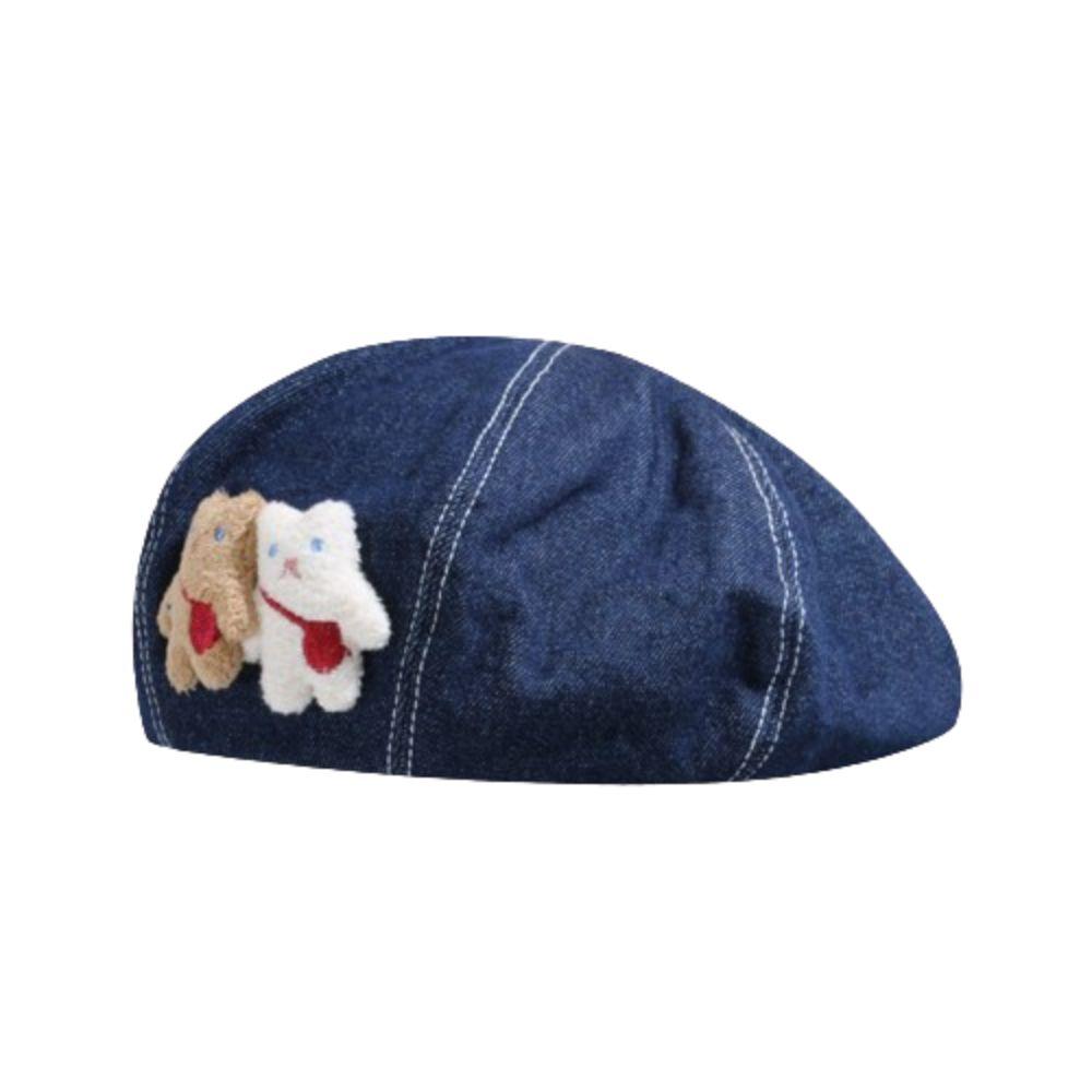 

Y2K Bear Beret Cool Newsboy Cap Vintage Women Artist Hat Party темно-синього кольору