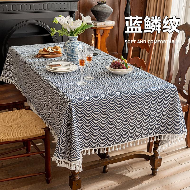 Dust-proof Decorative Coffee Table Cover Cloth Imitation Cotton and Linen Retro and Simple Tablecloth Home Restaurant Decoration