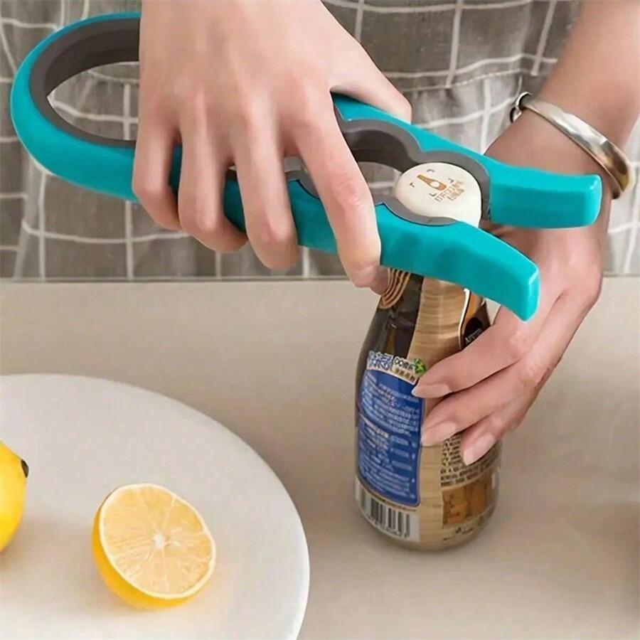 1 Pc 4-In-1 Jar Opener & Can Opener, Easy To Use For Weak Hands And Elderly - Kitchen Gadget, Convenient For Opening Jars, Cans, Bottles