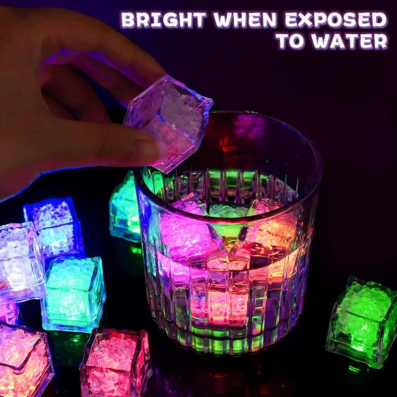 5 Pièces Glaçons LED Étanche Multicolore Clignotants Lumineux dans le Noir Pour Décoration de Mariage Fête Bar