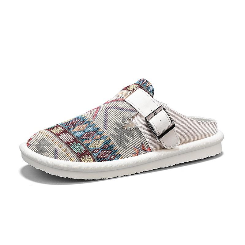 Men's casual slippers summer new cloth breathable outdoor non-slip fashion slippers Youth tide sandals half-drag sports slippers