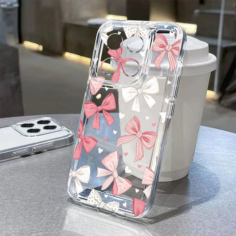 Pink Bowknots Pattern Case For Xiaomi Redmi Note 15 Pro 4G Funda Redmi Note 14 13 Pro 5G Clear TPU Silicone Soft Cover