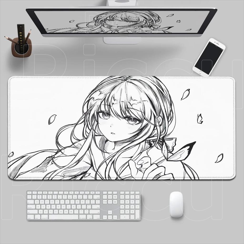 HD Printing Pretty Thread Draft Girl Laptop Mousepad PC Gaming Mouse Pad Computer Mouse Mat Non-slip Carpet Keyboard Mat Deskmat