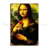 Mona Lisa Fume une Cigarette Panneau Métallique Fête Fer Personnaliser Bar Grotte Design Panneau Étain Affiche