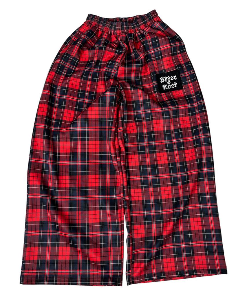 SK8ER ROCK Punk Cross Check Wide Pants ((Red))