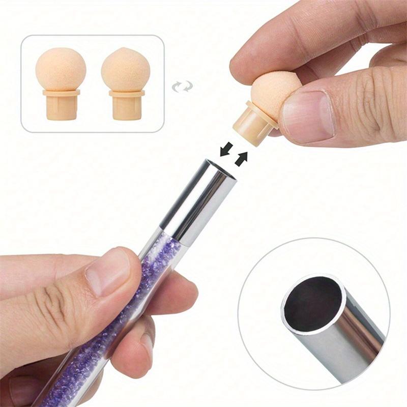 Doppelendiger Farbverlauf-Schattierstift Punktierpinsel Schwammkopf Strassgriff Nailart-Pinsel Nailart-Malerei Maniküre-Werkzeuge