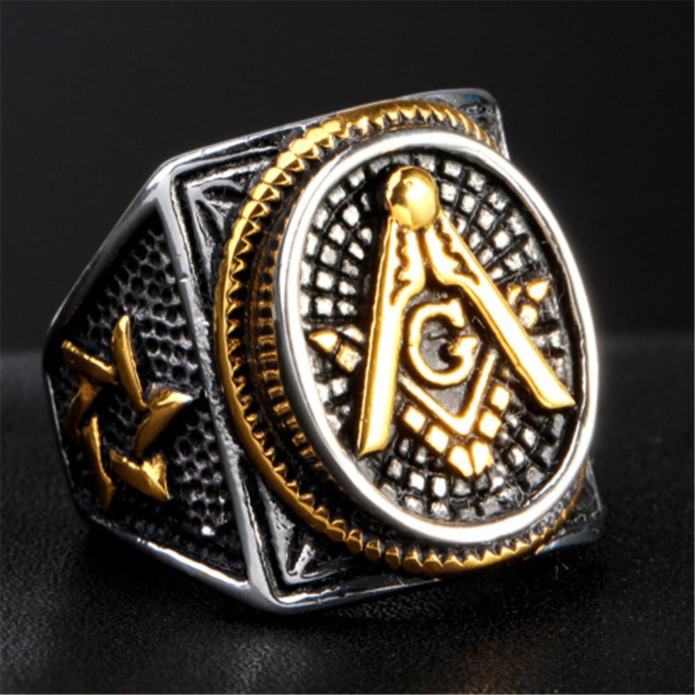Jewelry Retro Masonic Symbol Ring Six-pointed Star Jewish Men's Ring