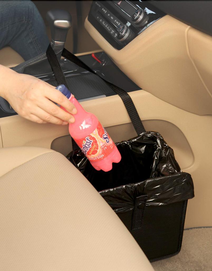 MOPCONY Car Trash Comfortable Mini Car Organizer Can, Patented, (Black)
