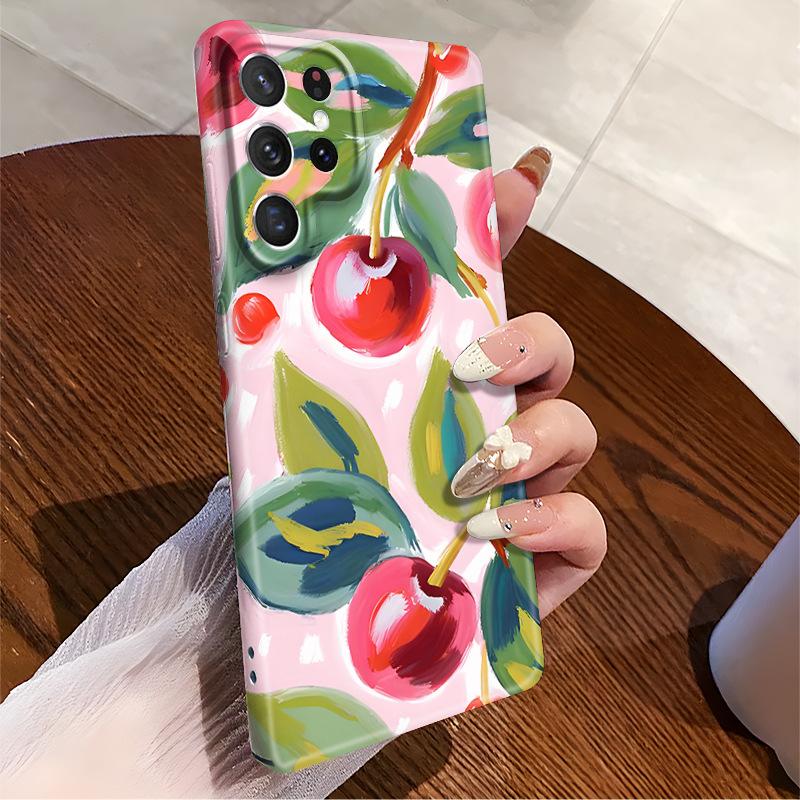 TM Summer New Optimized Wind Cherry Samsung S22plus Mobile Phone Case GalaxyS24 All-Inclusive Protective Case